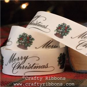 Vintage Christmas Past Ribbon - Holly Basket
